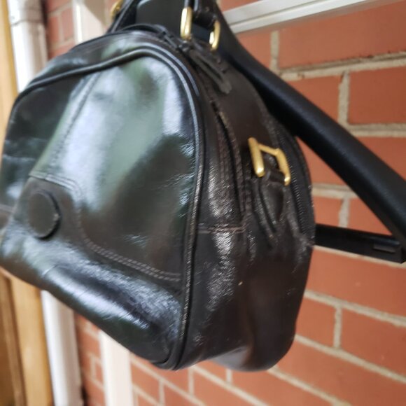 BNWT DE CASTA Colombiano made black leather satchel / shoulder in classic black - Picture 4 of 10